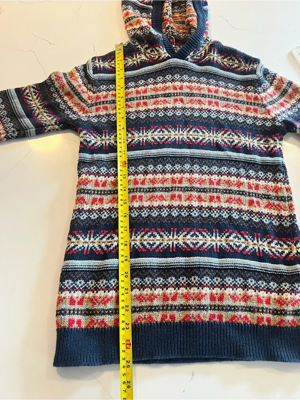 Old Navy Girls Black Navy Fair Isle Hooded Sweater dress